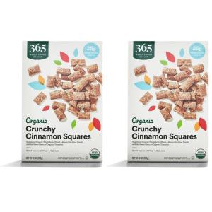 365 by Whole Foods Market, Organic Crunchy Cinnamon Squares Cereal, 10 Ounce(10 Ounce (Pack of 2))