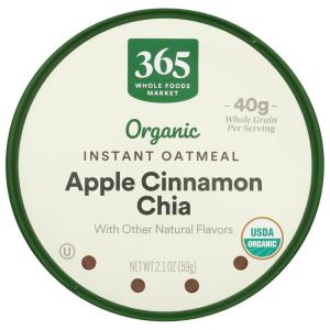 365 by Whole Foods Market, Organic Instant Oatmeal, Apple Cinnamon Chia, 2.1 Ounce(2.1 Ounce (Pack of 1))