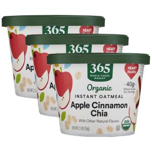 365 by Whole Foods Market, Organic Instant Oatmeal, Apple Cinnamon Chia, 2.1 Ounce(2.1 Ounce (Pack of 3))