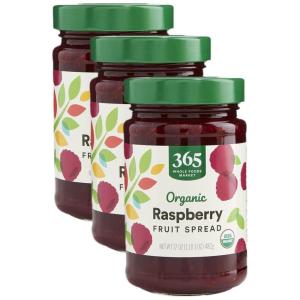 365 by Whole Foods Market, Organic Raspberry Fruit Spread, 17 Ounce(7 Ounce (Pack of 3))