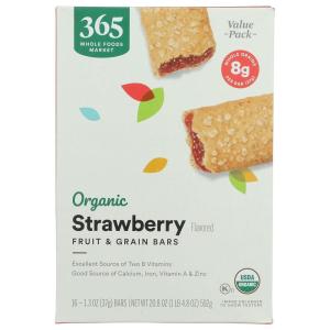 365 by Whole Foods Market, Organic Strawberry Fruit and Grain Bars, 20.8 Ounce, 16 Count
