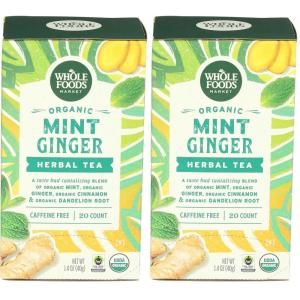 Whole Foods Market, Organic Mint Ginger Herbal Tea, 20 Count(20 CT (Pack of 2))