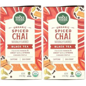 Whole Foods Market, Organic Spiced Chai Black Tea, 20 Count(20 CT (Pack of 2))