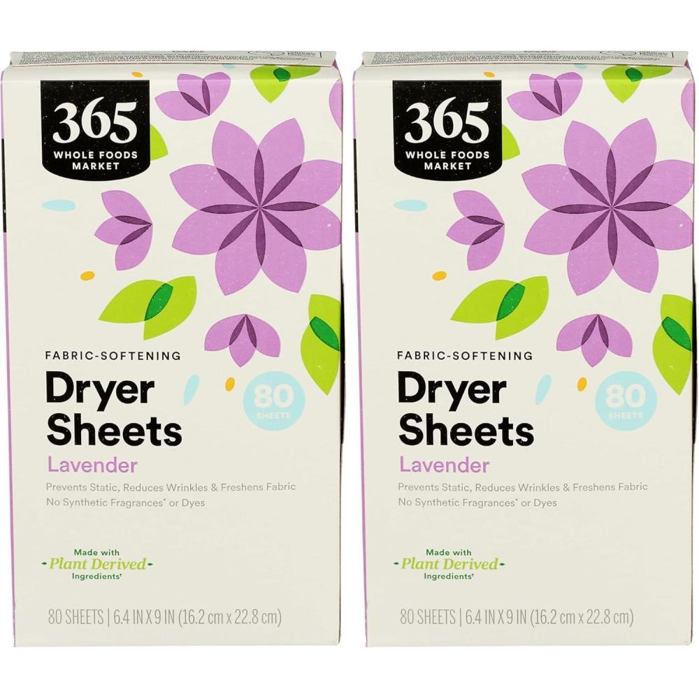image:image365 by Whole Foods Market FabricSoftening Dryer Sheets Lavender 80 Count80 Count Pack of 2