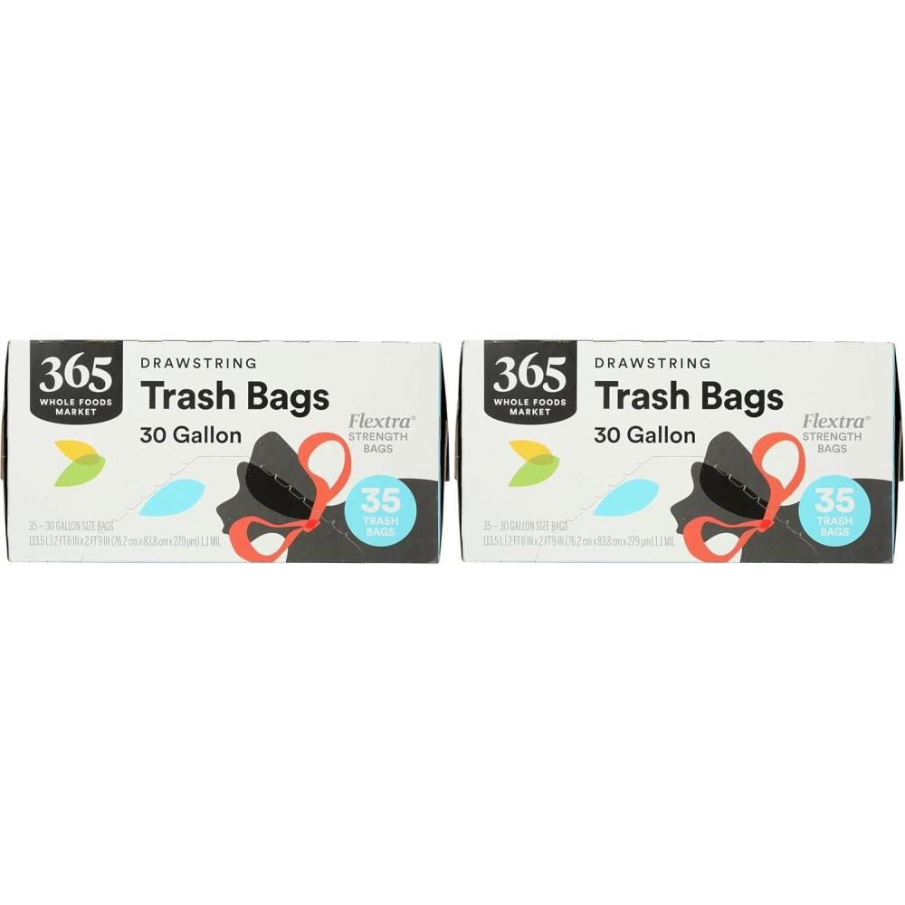 image:image365 by Whole Foods Market Flextra Strength Drawstring Trash Bags 30 Gallon 35 Count35 Count Pack of 2