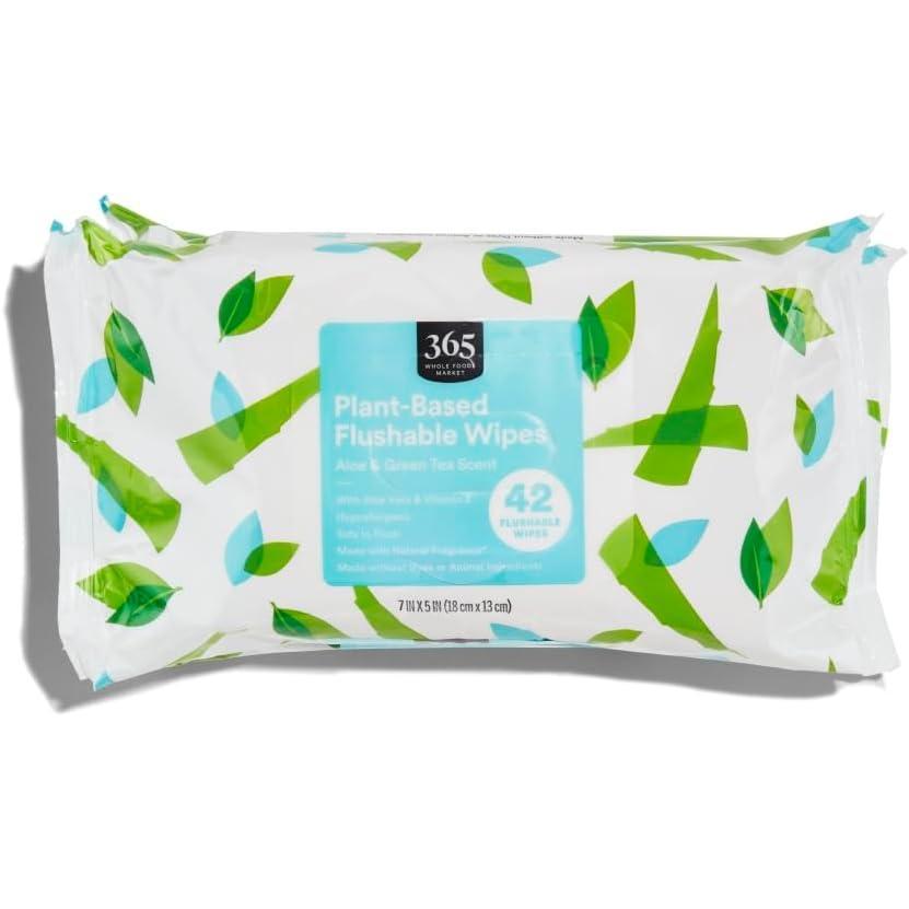 image:image365 by Whole Foods Market PlantBased Flushable Wipes Aloe amp Green Tea Scent 42 Count Pack of 3