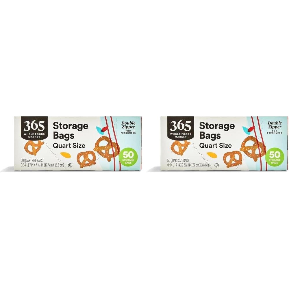 image:image365 by Whole Foods Market Quart Size Storage Bags Double Zipper 50 Count50 Count Pack of 2