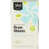 365 by Whole Foods Market, Fabric-Softening Dryer Sheets, Unscented, 80 Count(80 Count (Pack of 1))