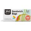 365 by Whole Foods Market, Sandwich Size Storage Bags, Double Zipper, 100 Count(100 Count (Pack of 1))