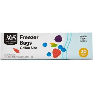 365 by Whole Foods Market, Gallon Size Freezer Bags, Double Zipper, 30 Count(30 Count (Pack of 1))