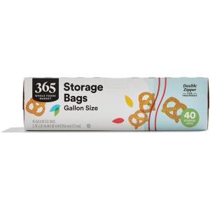365 by Whole Foods Market, Gallon Size Storage Bags, Double Zipper, 40 Count(40 Count (Pack of 1))