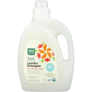 365 by Whole Foods Market, Organic Concentrated Laundry Detergent, Citrus Geranium Scent, 66 HE Loads, 100 Fl Oz(Geranium)