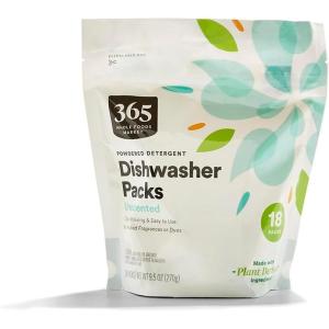 365 by Whole Foods Market, Powdered Detergent Dishwasher Packs, Unscented, 18 Count