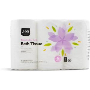 365 by Whole Foods Market, Sustainably Soft Bath Tissue, Hypoallergenic, 286 Sheets per Roll, 6 Count(6 Count (Pack of 1))