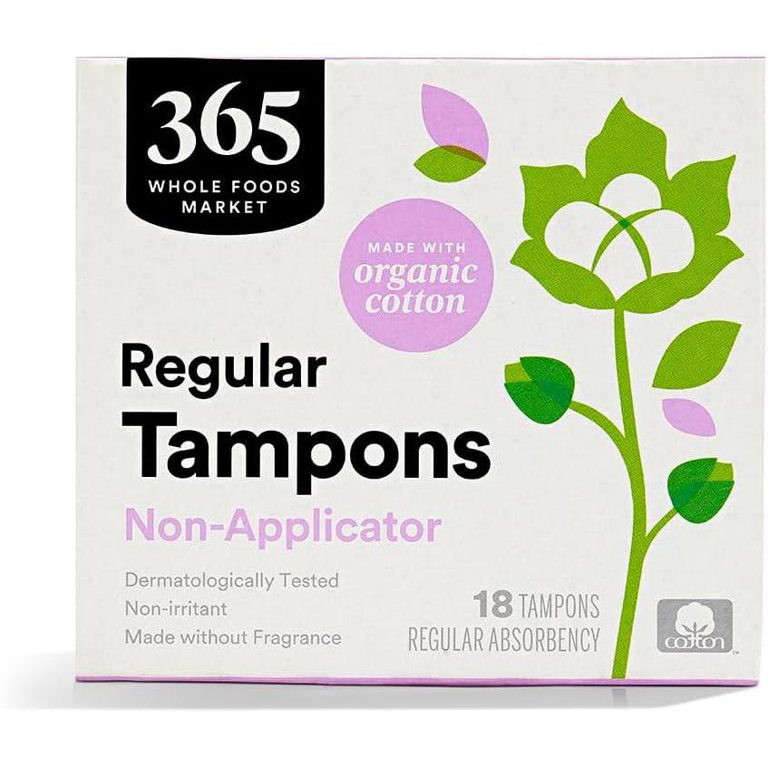 image:image365 by Whole Foods Market NonApplicator Tampons Made with Organic Cotton Regular Absorbency Unscented 18 Count