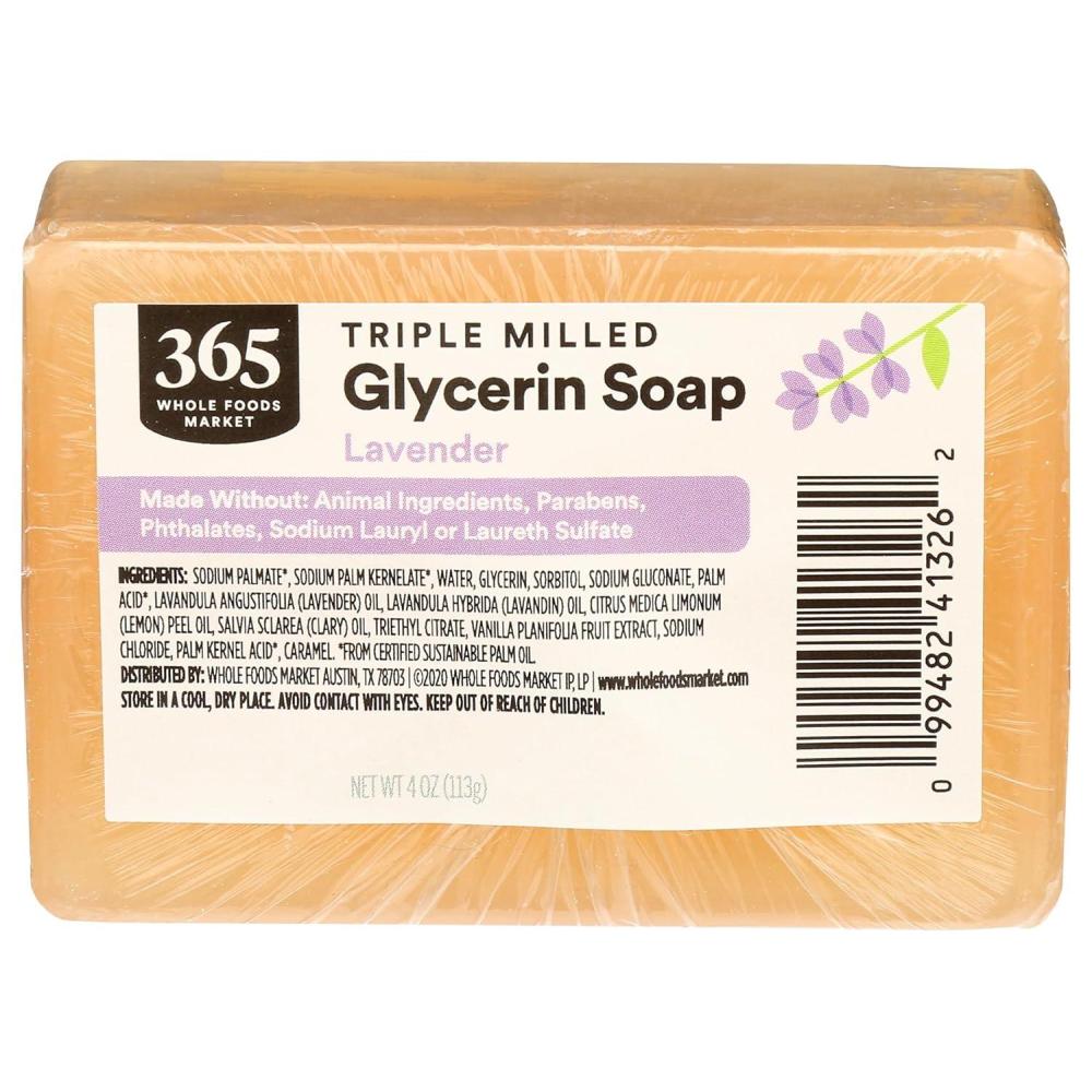 image:image365 by Whole Foods Market Translucent Lavender Soap Bar Triple Milled Glycerin Soap 4 OunceLavender