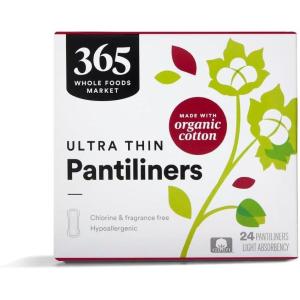 365 by Whole Foods Market, Ultra Thin Pantiliners, Made with Organic Cotton, 24 Count