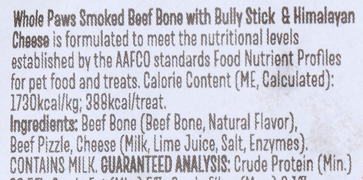 image:imageWhole Paws Smoked Beef Bone with Bully Stick amp Himalayan Cheese Large For Dogs 60 lbs amp Under 10 OunceSmoked