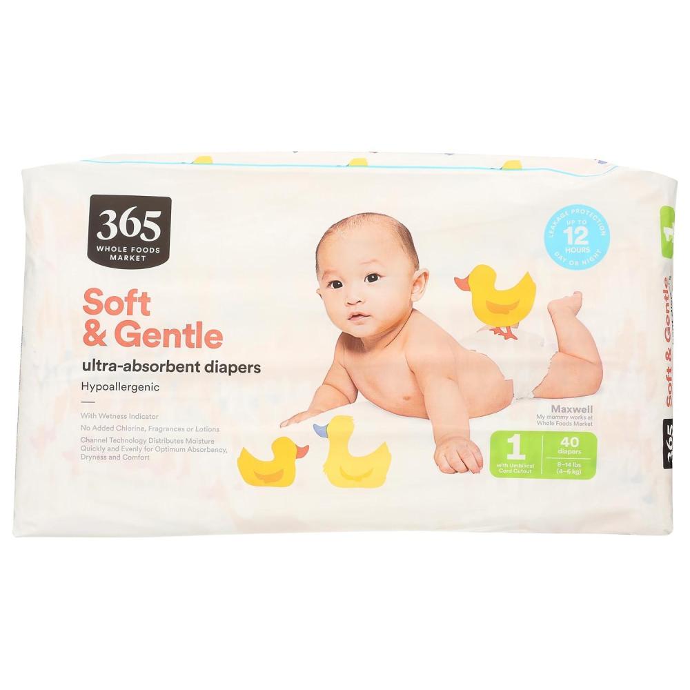 image:image365 by Whole Foods Market Soft amp Gentle Size 1 Diapers with Wetness Indicator UltraAbsorbent HypoAllergenic UltraAbsorbent 40 Count40 Count