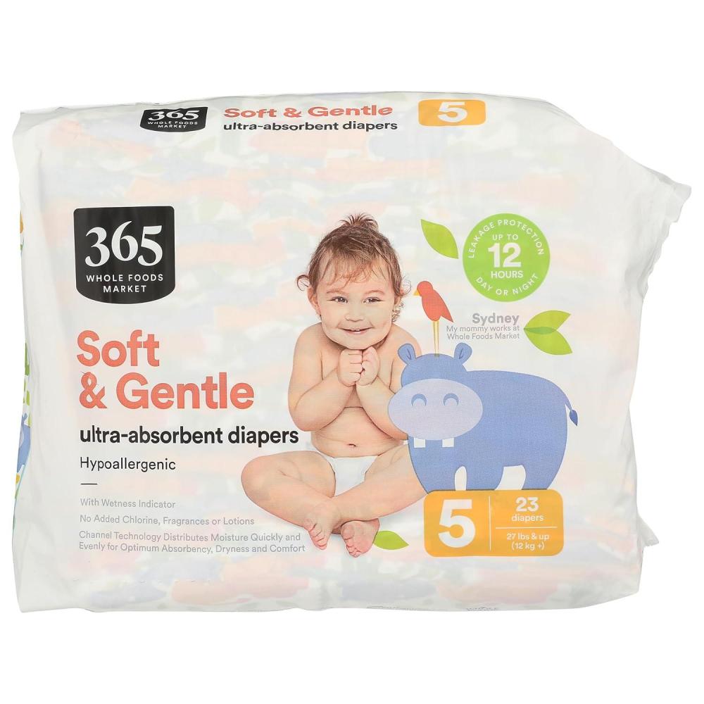 image:image365 by Whole Foods Market Soft amp Gentle Size 1 Diapers with Wetness Indicator UltraAbsorbent HypoAllergenic UltraAbsorbent 40 CountSize 5 Pack of 23