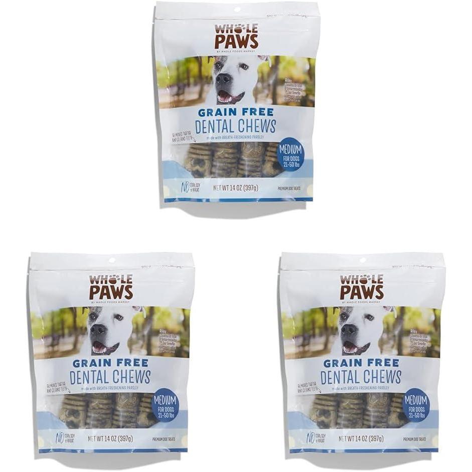 image:imageWhole Paws GrainFree Dog Dental Chews Medium For Dogs 2150 lbs 14 Ounce14 Ounce Pack of 3