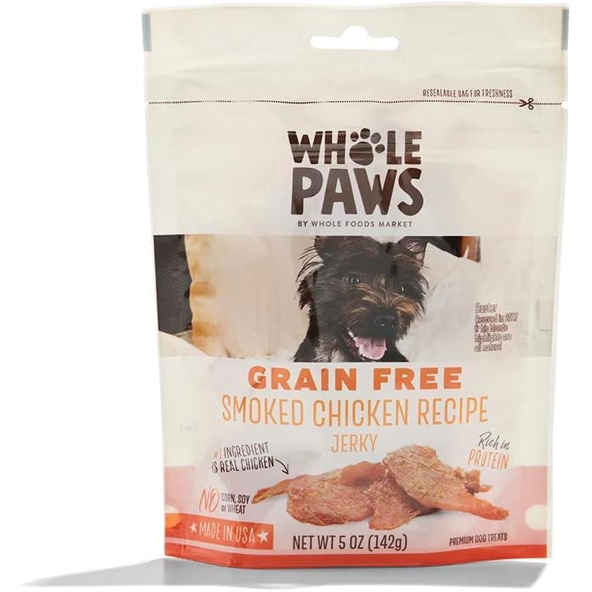 image:imageWhole Paws GrainFree Dog Jerky Treats Baked Salmon Recipe 5 OunceSmoked Chicken
