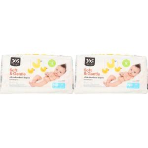 365 by Whole Foods Market, Soft & Gentle Newborn Diapers with Wetness Indicator, Ultra-Absorbent, Hypo-Allergenic, 36 Count(36 Count (Pack of 2))