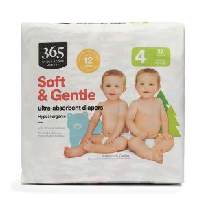 365 by Whole Foods Market, Soft & Gentle Size 1 Diapers with Wetness Indicator, Ultra-Absorbent, Hypo-Allergenic, Ultra-Absorbent, 40 Count(Size 4 (27 Count))