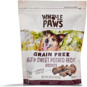 Whole Paws, Grain-Free Dog Biscuit Treats, Blueberry & Cinnamon Flavor, 16 Ounce(Beef)