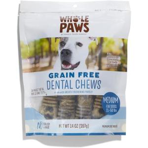 Whole Paws, Grain-Free Dog Dental Chews, Medium (For Dogs 21-50 lbs), 14 Ounce(14 Ounce (Pack of 1))