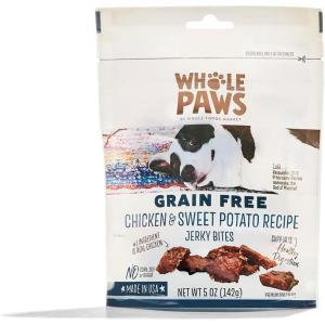 Whole Paws, Grain-Free Dog Jerky Treats, Baked Salmon Recipe, 5 Ounce(Chicken & Sweet Potato)