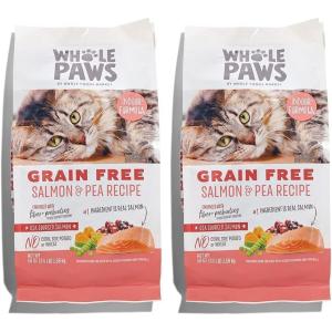 Whole Paws, Grain-Free Dry Cat Food, Salmon & Pea Recipe, Enhanced with Fiber & Prebiotics, Indoor Formula, 3.5 lb(3.5 Pound (Pack of 2))