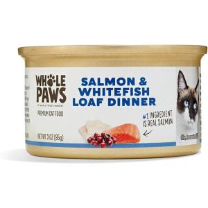 Whole Paws, Wet Cat Food, Salmon & Whitefish Loaf Dinner, 3 Ounce