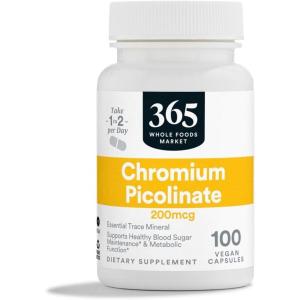 365 by Whole Foods Market, Chromium Picolinate 200 MCG, 100 CT(100 Count (Pack of 1))