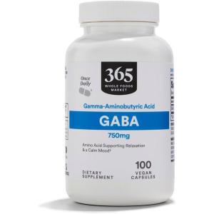 365 by Whole Foods Market, GABA 750Mg, 100 Vegetarian Capsules(100 Count (Pack of 1))