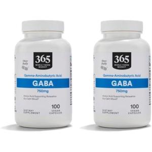 365 by Whole Foods Market, GABA 750Mg, 100 Vegetarian Capsules(100 Count (Pack of 2))