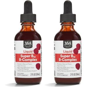365 by Whole Foods Market, Super B-12 B-Complex Liquid Supplement, Raspberry Natural Flavor, Vegan, 2 Fl Oz(2 Fl Oz (Pack of 2))