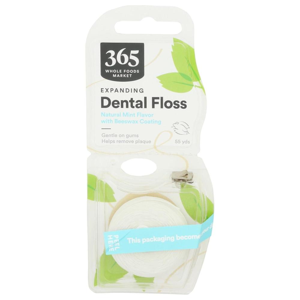 image:image365 by Whole Foods Market Expanding Dental Floss Natural Mint Flavor with Beeswax Coating 55 Yds165 Foot Pack of 1