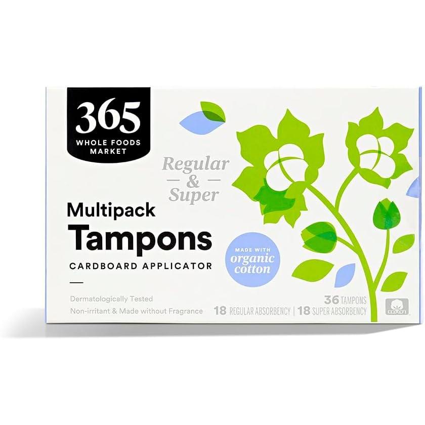 image:image365 by Whole Foods Market Tampons with Cardboard Applicators Multipack Regular amp Super Absorbency Made with Organic Cotton Unscented 36 Count