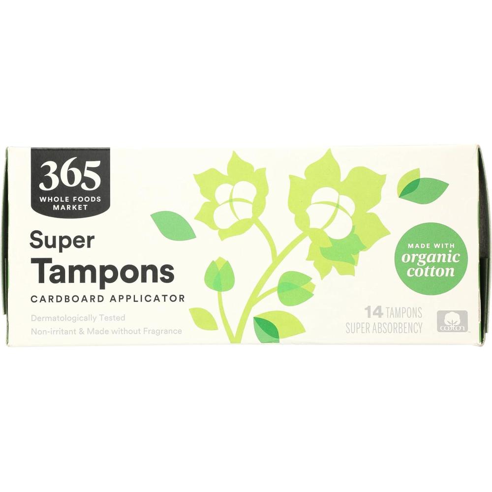 image:image365 by Whole Foods Market Tampons with Cardboard Applicators Super Absorbency Made with Organic Cotton Unscented 14 Count
