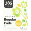 365 by Whole Foods Market, Ultra Thin Pads with Wings, Regular Absorbency, Made with Organic Cotton, 10 Count(10 Count)