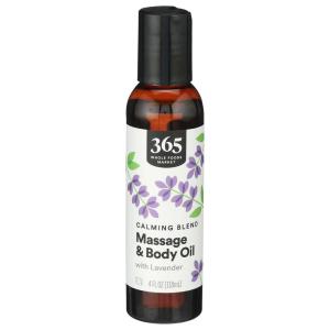 365 by Whole Foods Market, Massage & Body Oil with Lavender, Calming Blend, 4 Fl Oz